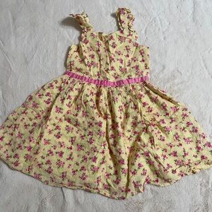 Zunie Yellow Floral Sundress with Pink Rose Print